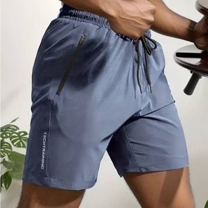 New, Men's Quick Drying Comfy Active Shorts, Zipper Pockets, Large